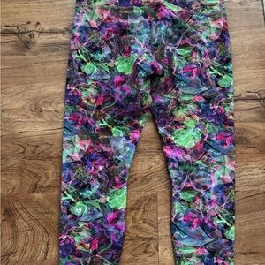lululemon athletica Kids' Neon Floral Print Leggings - Green, Purple, Pink